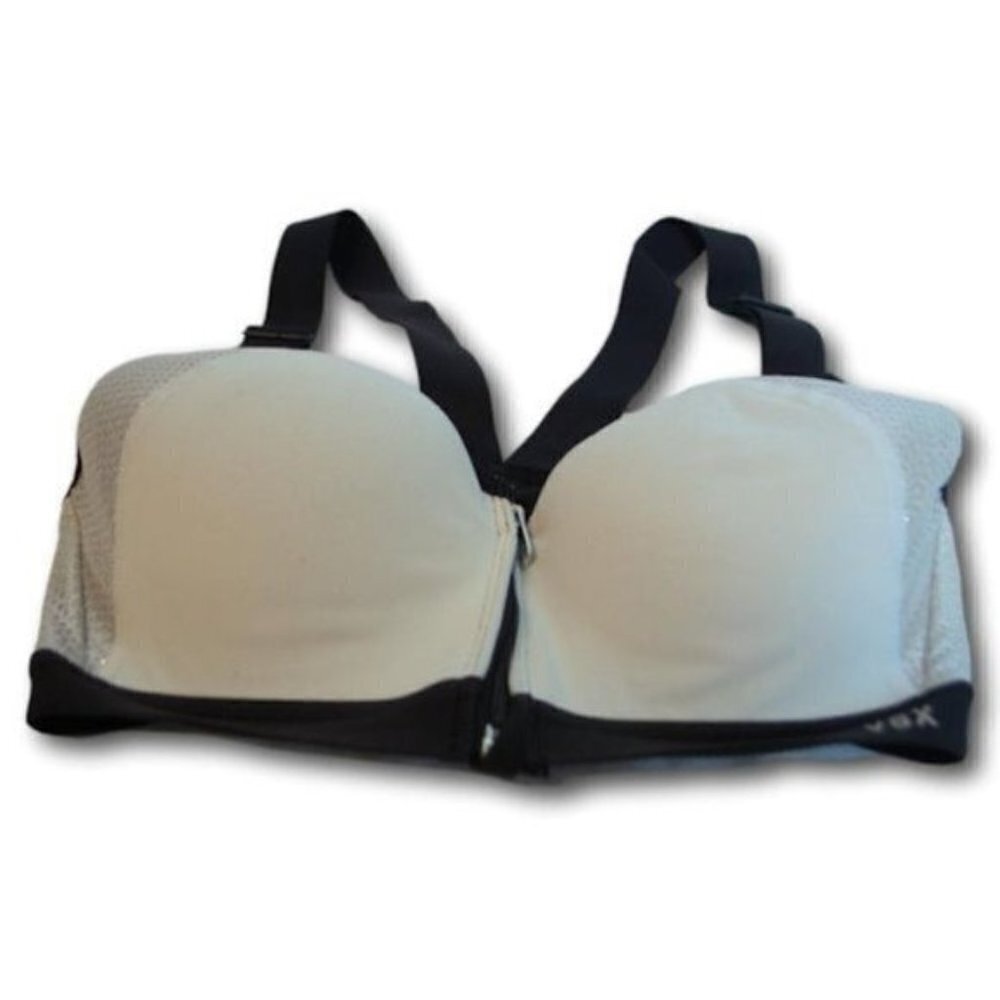Victoria's Secret VSX Black, White & Silver Zipper Sports Bra Size: 32C